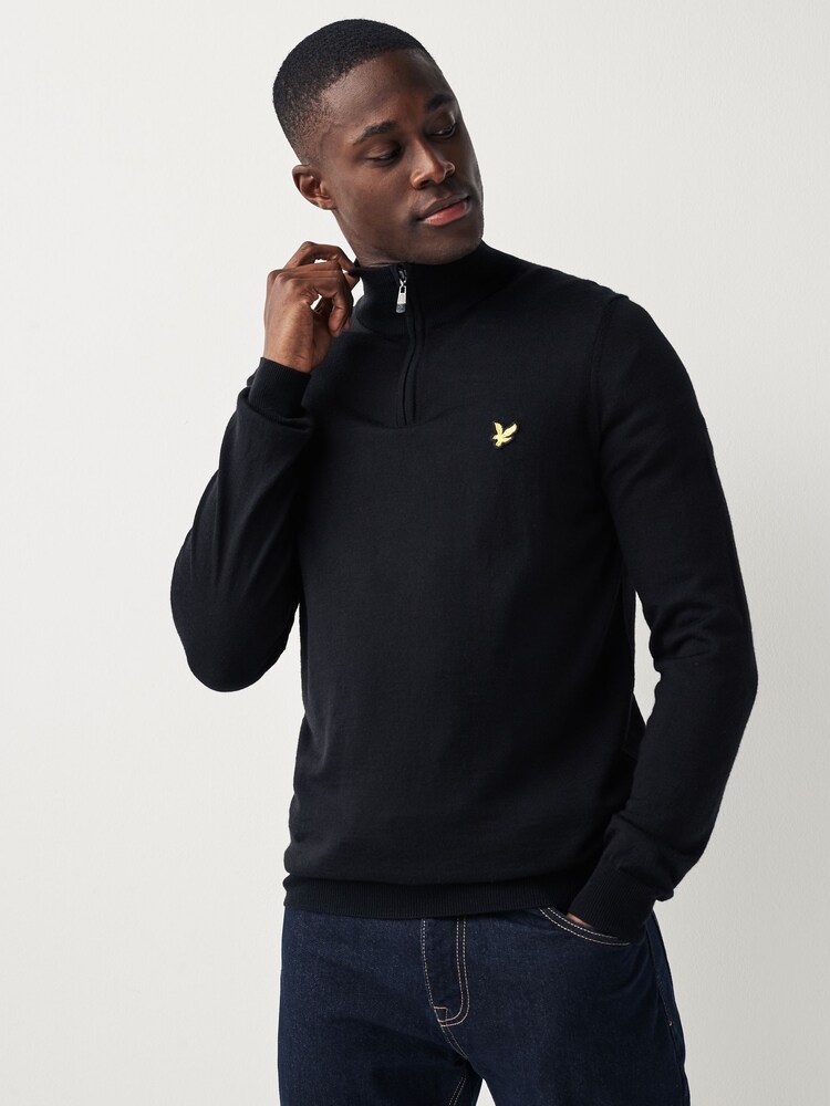 Lyle & Scott Black Golf Quarter Zip Pullover Jumper - Image 1 of 6