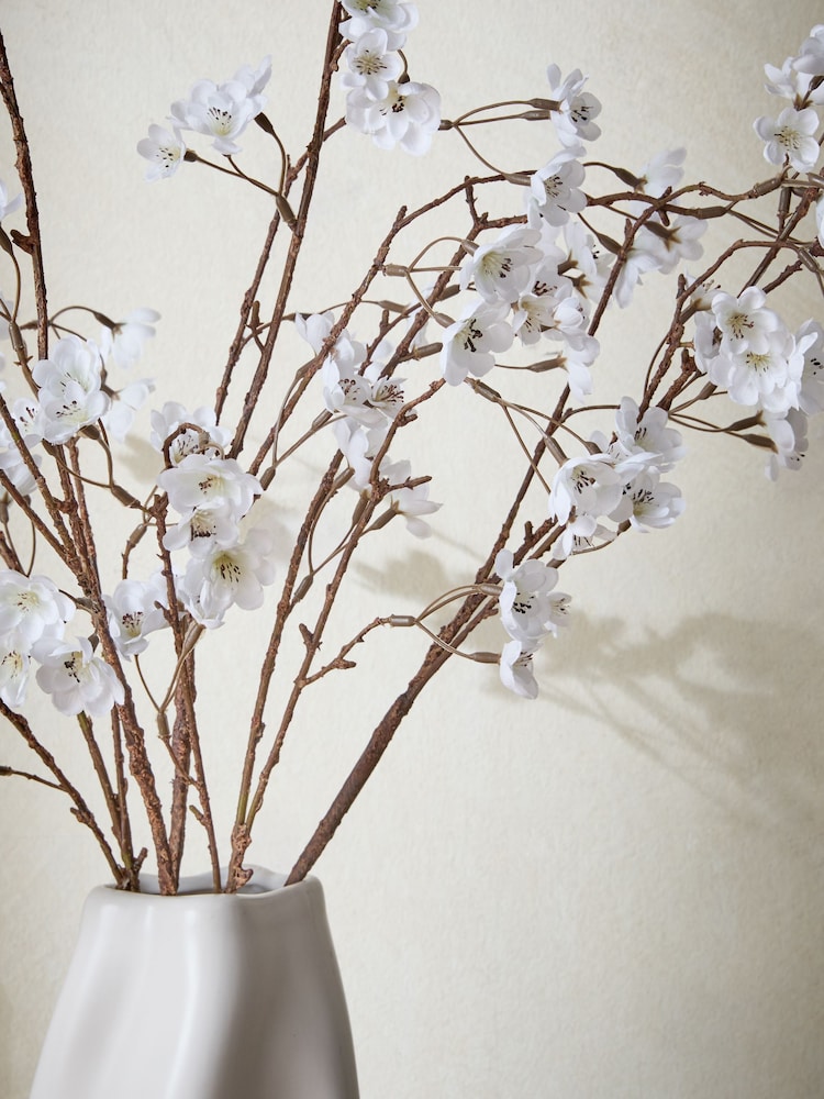 Artificial Blossom Stem Arrangement in White Ceramic Vase - Image 2 of 3