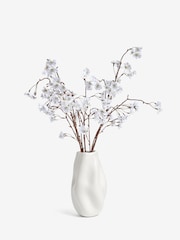 Artificial Blossom Stem Arrangement in White Ceramic Vase - Image 3 of 3