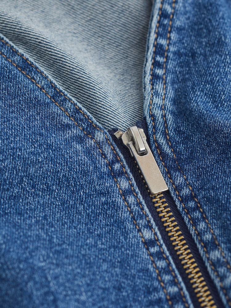 Dark Blue Denim Zip Waistcoat Top - Image 7 of 7