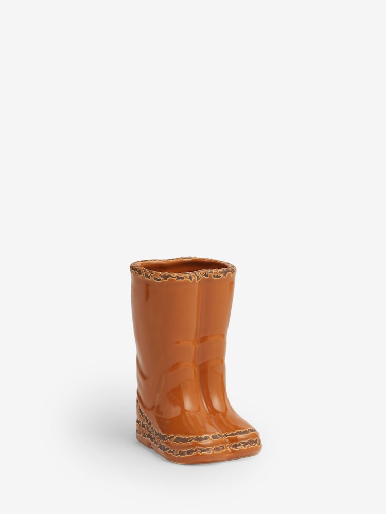 Yellow Ochre Wellington Boots Flower Vase - Image 2 of 4 Yellow Ochre Wellington Boots Flower Vase - Image 2 of 4