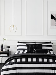 Style Sisters Black Bold Stripe Pure 100% Cotton Duvet Cover Set - Image 1 of 3