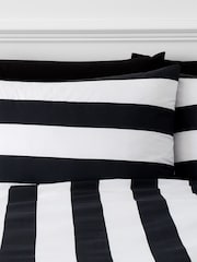 Style Sisters Black Bold Stripe Pure 100% Cotton Duvet Cover Set - Image 2 of 3
