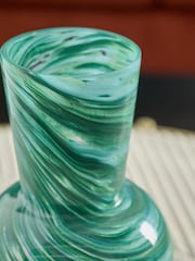 Green Marble Swirl Glass Vase - Image 2 of 5