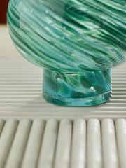 Green Marble Swirl Glass Vase - Image 3 of 5