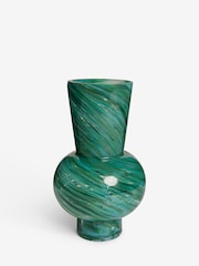 Green Marble Swirl Glass Vase - Image 4 of 5