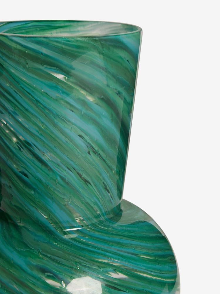 Green Marble Swirl Glass Vase - Image 5 of 5 Green Marble Swirl Glass Vase - Image 5 of 5