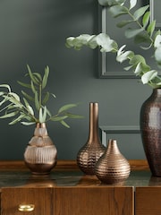 Set of 3 Bronze Textured Metal Vases - Image 1 of 4