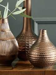 Set of 3 Bronze Textured Metal Vases - Image 2 of 4