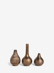 Set of 3 Bronze Textured Metal Vases - Image 3 of 4