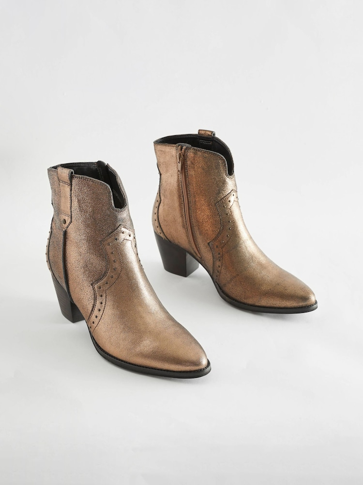 Metallic Regular/Wide Fit Forever Comfort® Leather Cowboy/Western Boots - Image 1 of 5