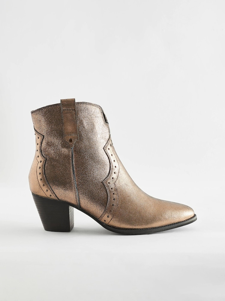 Metallic Regular/Wide Fit Forever Comfort® Leather Cowboy/Western Boots - Image 2 of 5
