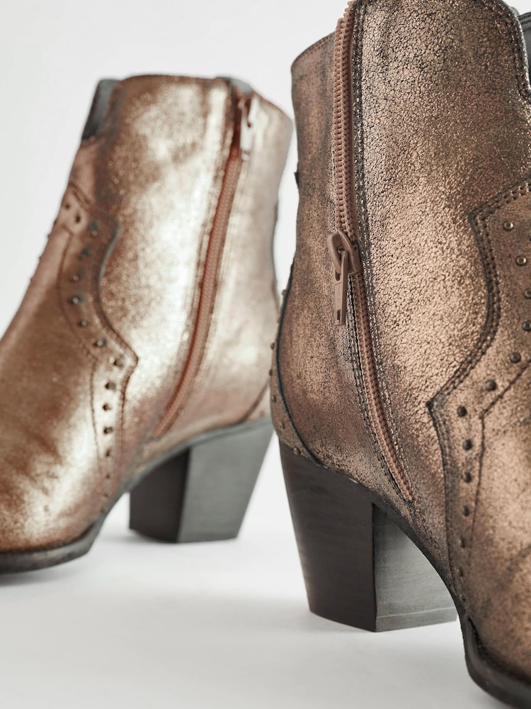 Metallic Regular/Wide Fit Forever Comfort® Leather Cowboy/Western Boots - Image 5 of 5