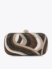 Carvela Brown Cecilia Embellished Swirl Clutch Bag - Image 1 of 4