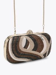 Carvela Brown Cecilia Embellished Swirl Clutch Bag - Image 2 of 4