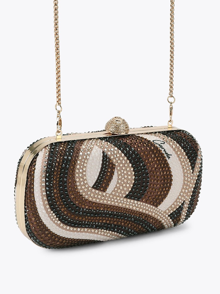 Carvela Brown Cecilia Embellished Swirl Clutch Bag - Image 2 of 4