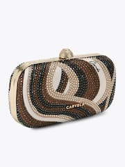 Carvela Brown Cecilia Embellished Swirl Clutch Bag - Image 3 of 4