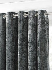 Riva Paoletti Pewter Grey Verona Crushed Velvet Eyelet Curtains - Image 1 of 3