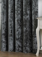 Riva Paoletti Pewter Grey Verona Crushed Velvet Eyelet Curtains - Image 2 of 3