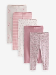 Pink Ribbed Leggings 5 Pack (3mths-7yrs) - Image 1 of 8