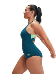 Speedo Blue Womens Flex Band Swimsuit with Integrated Swim Bra - Image 4 of 11