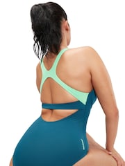 Speedo Blue Womens Flex Band Swimsuit with Integrated Swim Bra - Image 6 of 11