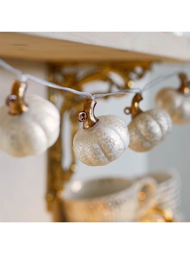 Lights4fun White 10 White Pumpkin Fairy Lights - Image 2 of 2
