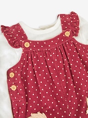 JoJo Maman Bébé Berry Purple Hedgehog Appliqué Cord Dungarees & Top Set - Image 4 of 5