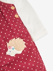 JoJo Maman Bébé Berry Purple Hedgehog Appliqué Cord Dungarees & Top Set - Image 5 of 5