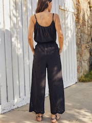 Schwarz - Glitzernde, bestickte Hose mit Taillengürtel - Bild 9 von 9