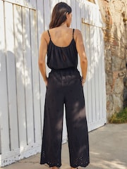 Schwarz - Glitzernde, bestickte Hose mit Taillengürtel - Bild 2 von 9