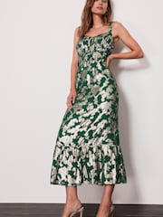 Mint Velvet Green Metallic Maxi Dress - Image 1 of 4
