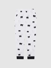 Reiss Optic White Bertie Slim Fit Cotton Motif Pyjama Bottoms - Image 2 of 6