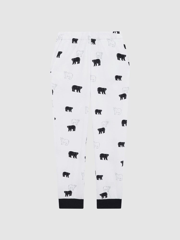 Reiss Optic White Bertie Slim Fit Cotton Motif Pyjama Bottoms - Image 2 of 6