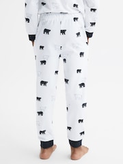 Reiss Optic White Bertie Slim Fit Cotton Motif Pyjama Bottoms - Image 5 of 6