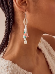 White Shell Drop Tassel Earrings - Image 2 of 3