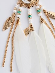Gold Tone Feather Drop Statement Earring - Image 6 of 6