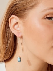 Turquoise Blue Pull Through Earrings Made With Recycled Brass - Image 2 of 3