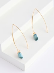 Turquoise Blue Pull Through Earrings Made With Recycled Brass - Image 3 of 3