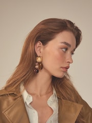 Amber Orange Chunky Resin Drop Earrings - Image 2 of 5