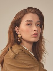 Amber Orange Chunky Resin Drop Earrings - Image 4 of 5