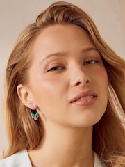 Turquoise Blue Beaded Charm Hoop Earrings Made With Recycled Zinc - Image 1 of 3