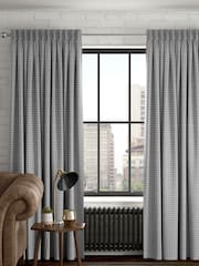 Grey Brushed Mini Check Made To Measure Curtains - Image 1 of 9