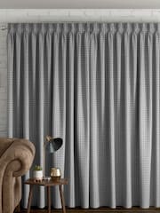 Grey Brushed Mini Check Made To Measure Curtains - Image 2 of 9