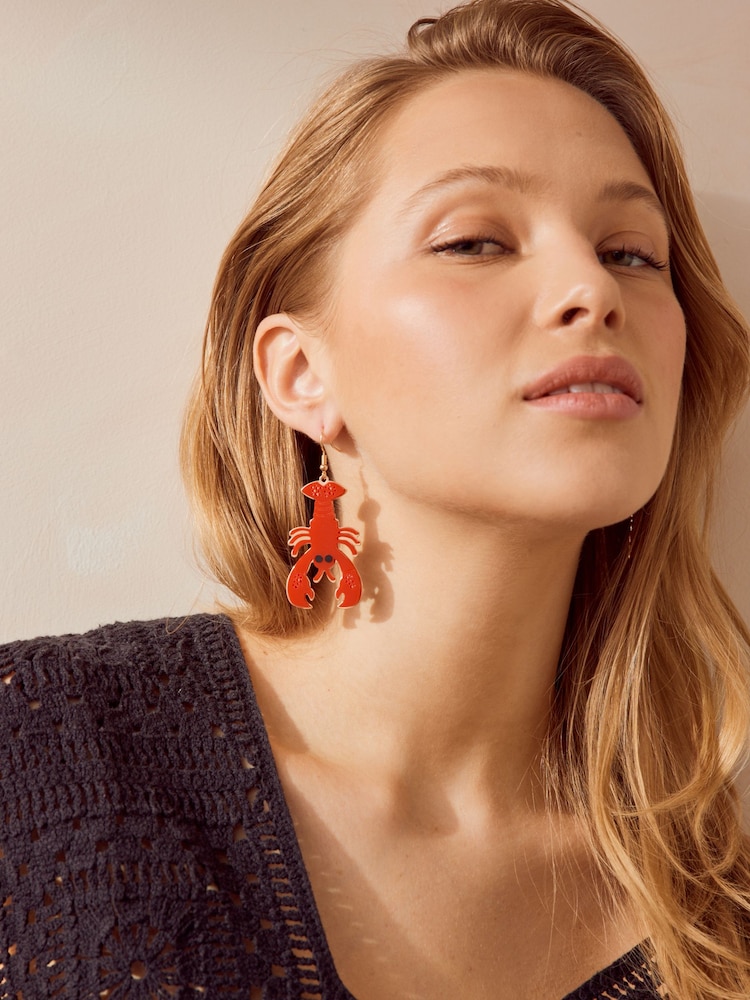 Red Lobster Earrings Made With Recycled Steel - Image 1 of 4