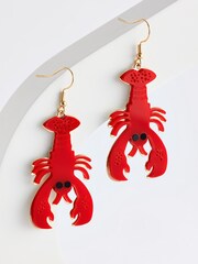 Red Lobster Earrings Made With Recycled Steel - Image 4 of 4