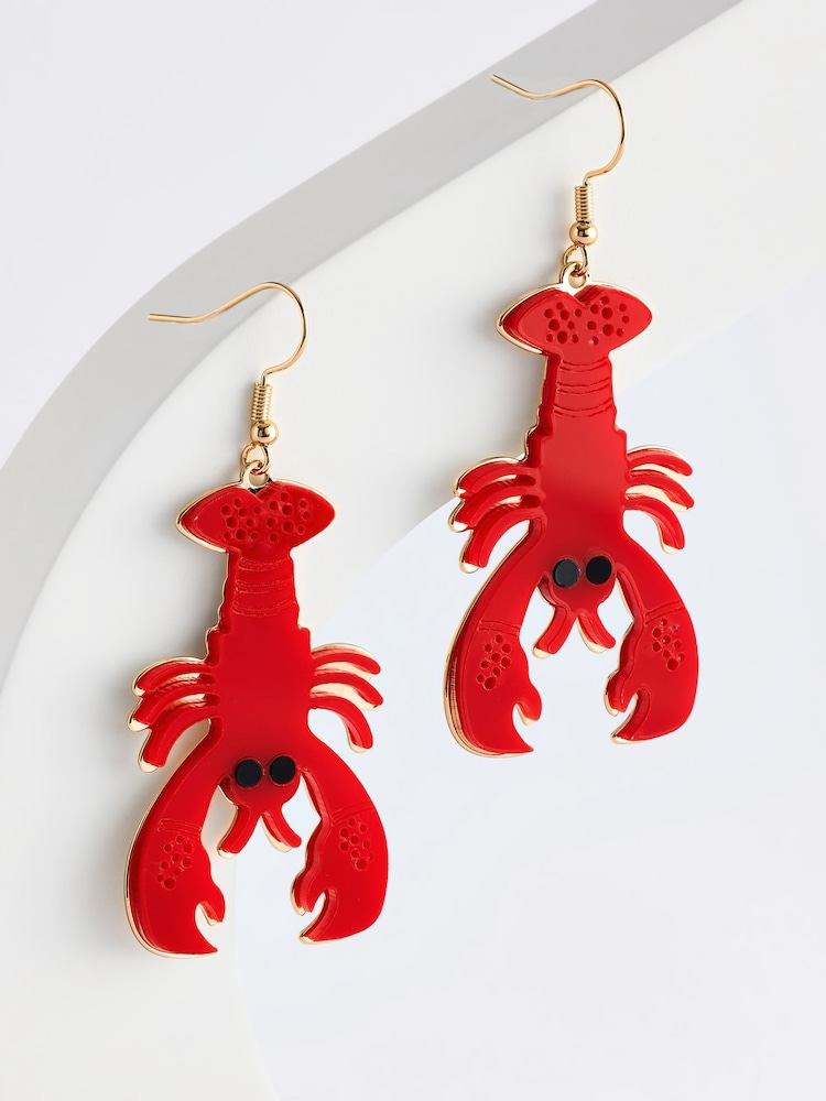 Red Lobster Earrings Made With Recycled Steel - Image 4 of 4