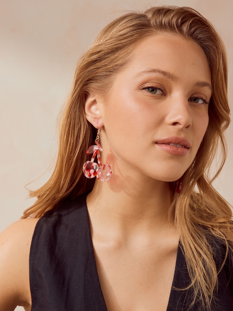Red Cherry Resin Earrings - Image 1 of 4