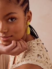 Lime Green Wrap Bead Drop Earrings - Image 2 of 3