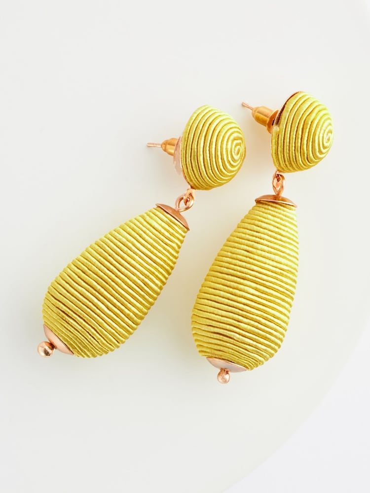 Lime Green Wrap Bead Drop Earrings - Image 3 of 3 Lime Green Wrap Bead Drop Earrings - Image 3 of 3